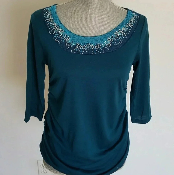Heart 2 Maternity Blouse Shirt Top Teal Turquoise - Picture 8 of 8